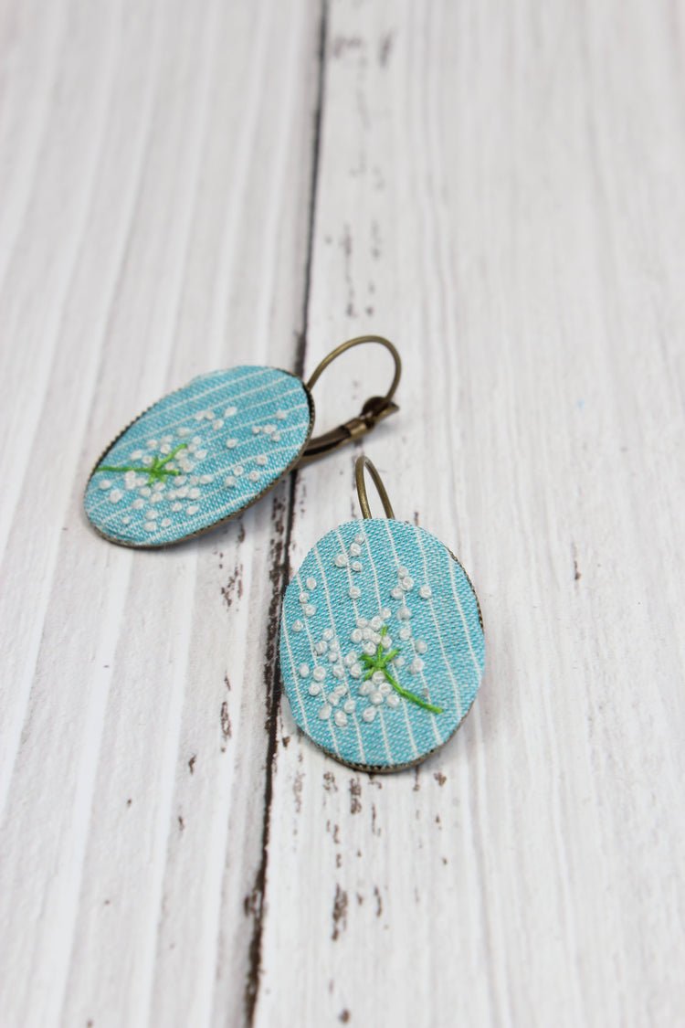 Embroidery Dandelion Wire Earrings