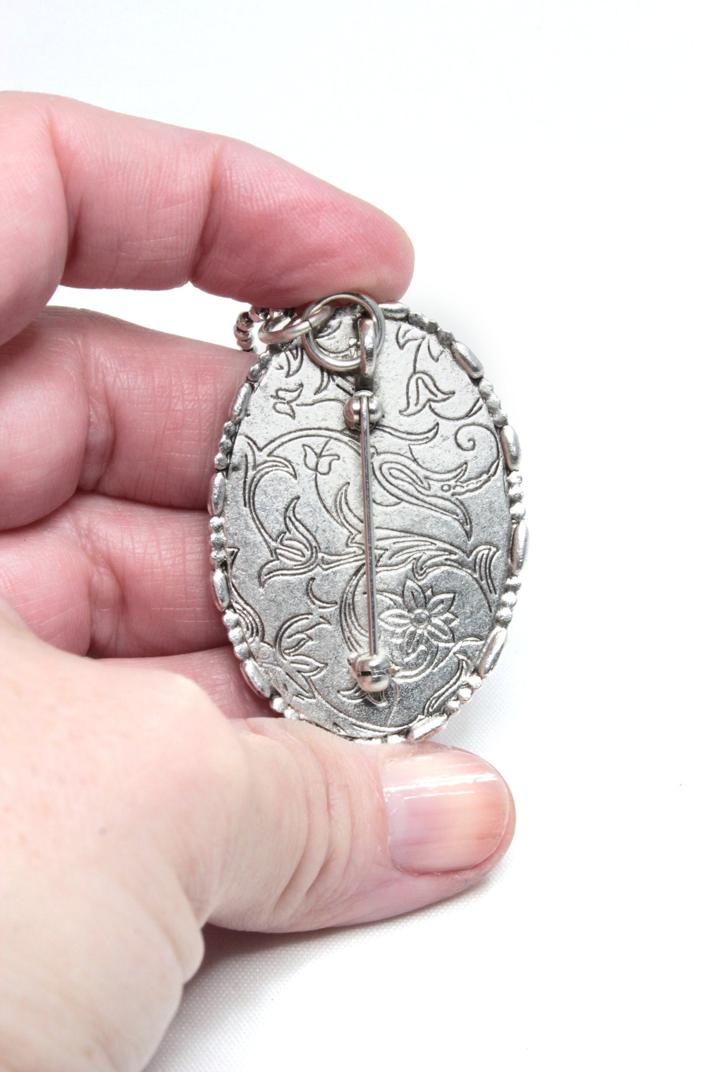 Reserved Listing for Lynn Boertje | Embroidery Custom Pet Portrait | Silver Oval Pendant/Brooch