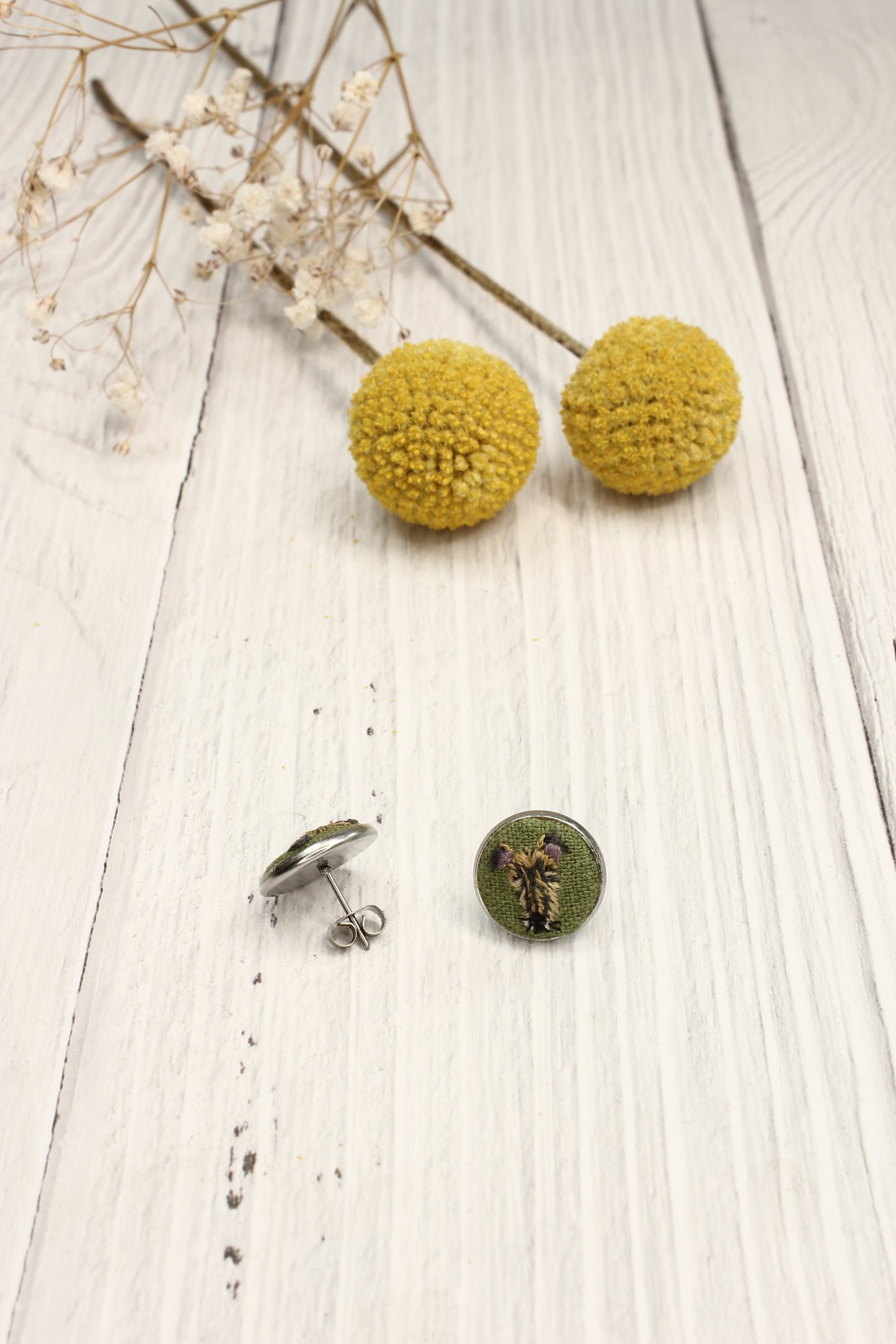 Embroidery Greyhound Studs Earrings