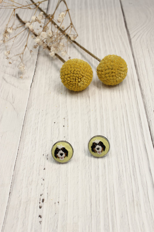 Embroidery Bernedoodle Studs Earrings #3