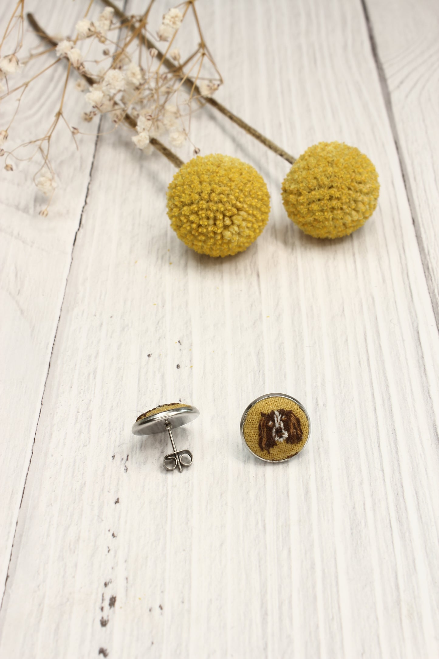 Embroidery Springer Spaniel Studs Earrings
