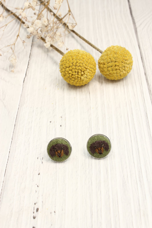 Embroidery Dachshund Studs #44