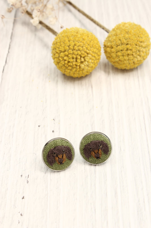 Embroidery Dachshund Studs #44