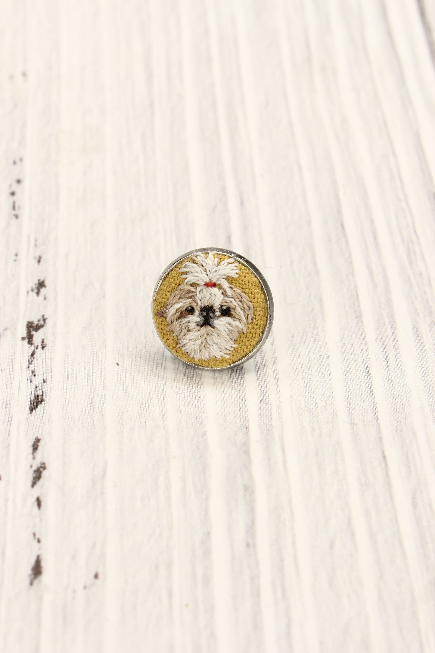 Embroidery Shitzu Studs Earrings