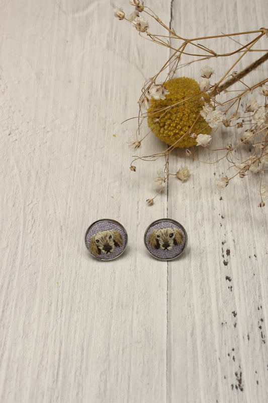 Embroidery Dachshund Studs #44A