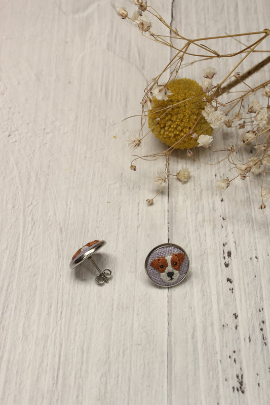 Embroidery Jack Russell Studs #60A