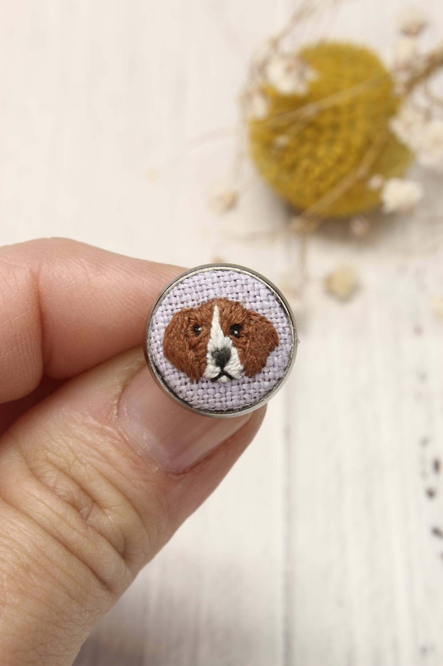 Embroidery Beagle Studs #2B
