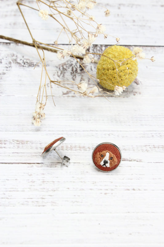 Embroidery Beagle Studs #2A