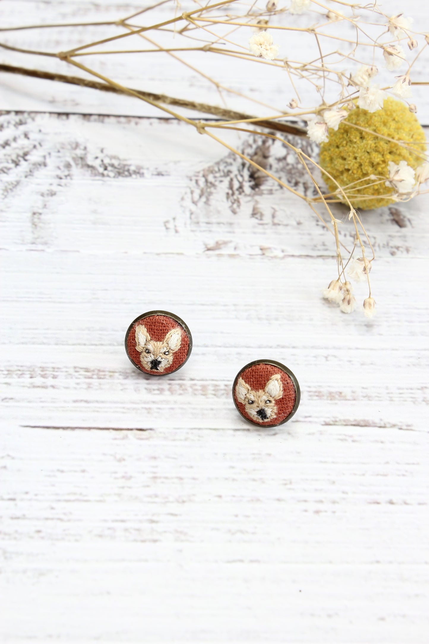 Embroidery Chihuahua Studs #221A