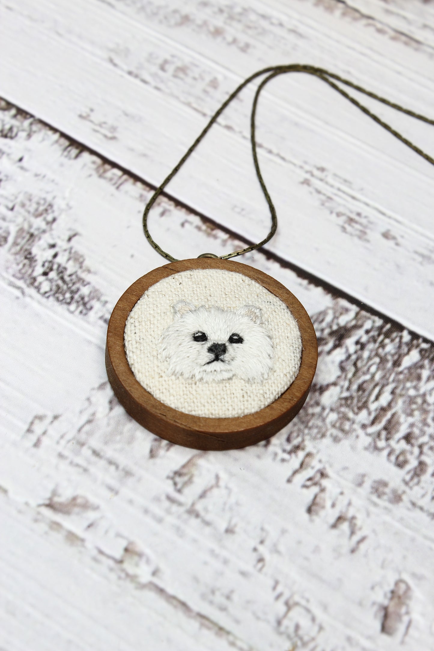 Embroidery Maltese Dog Necklace