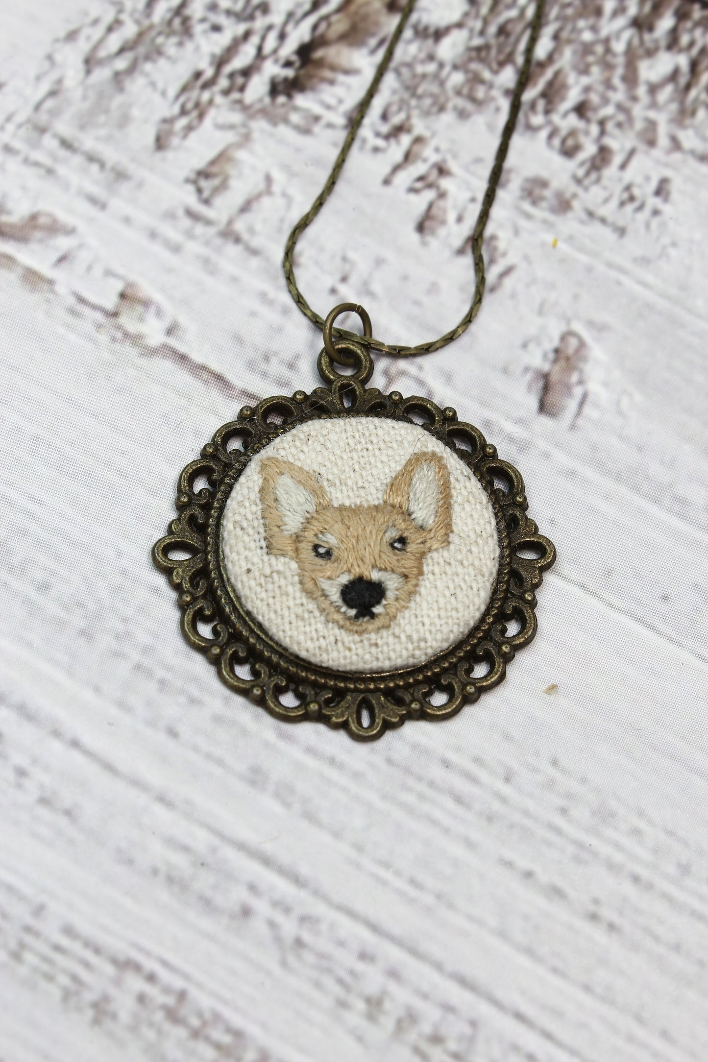 Embroidery Chihuahua Necklace #221B
