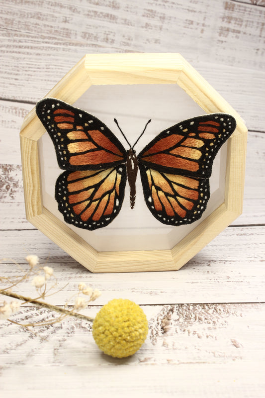 Embroidery Stumpwork Framed Monarch Butterfly