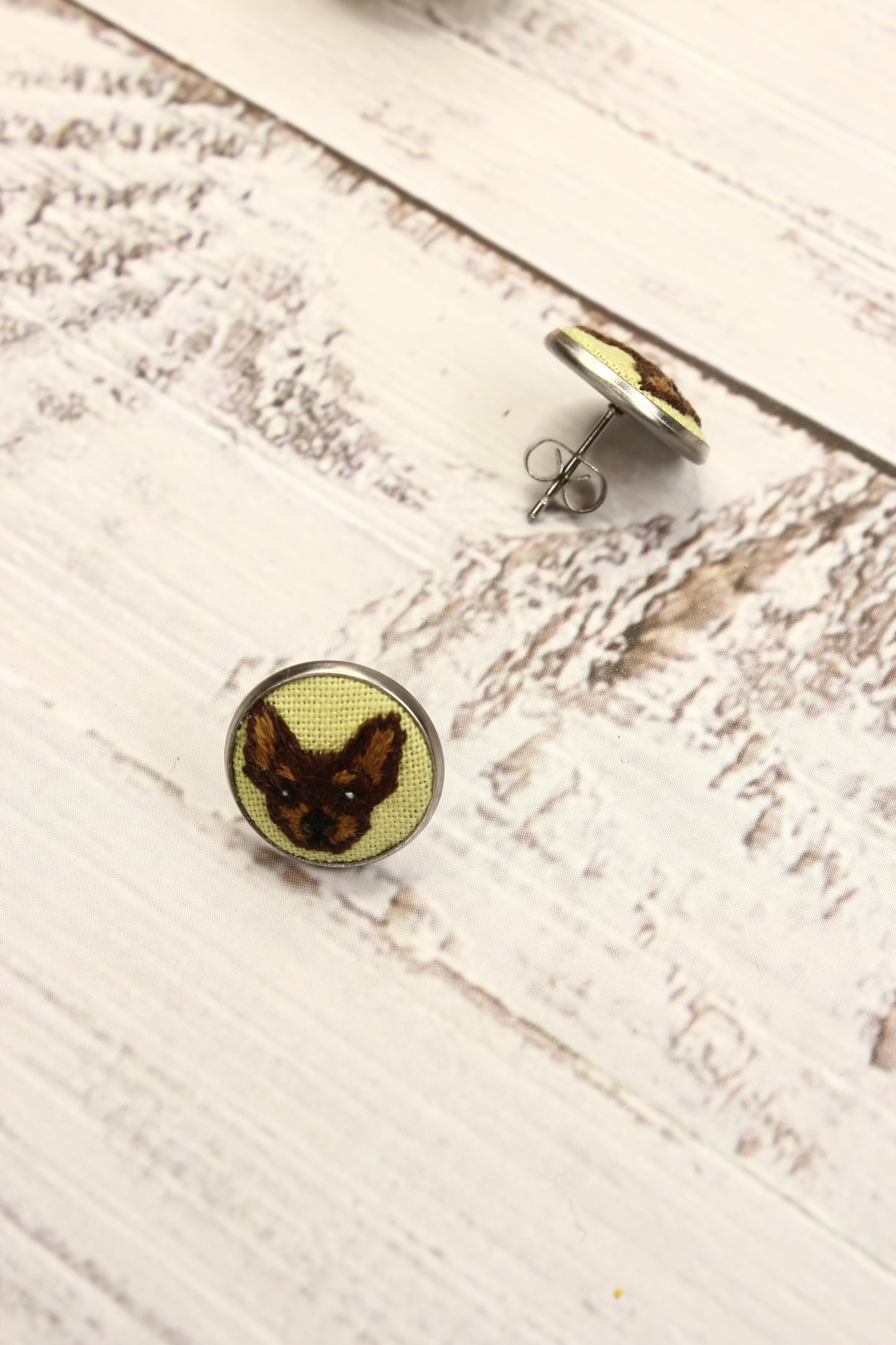 Embroidery Chihuahua Studs #221B