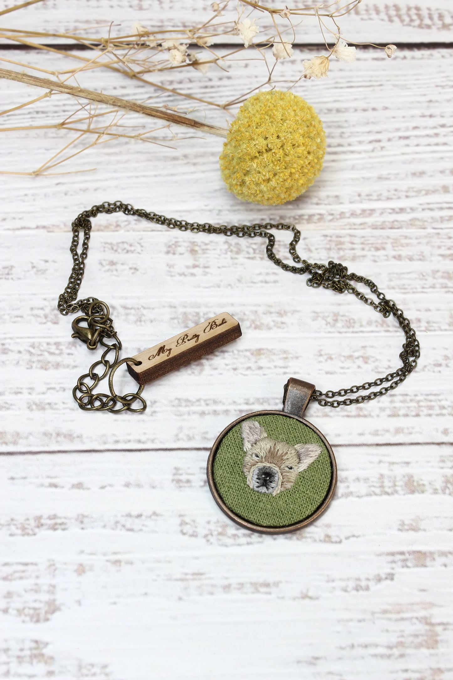 Embroidery French Bulldog Necklace #4
