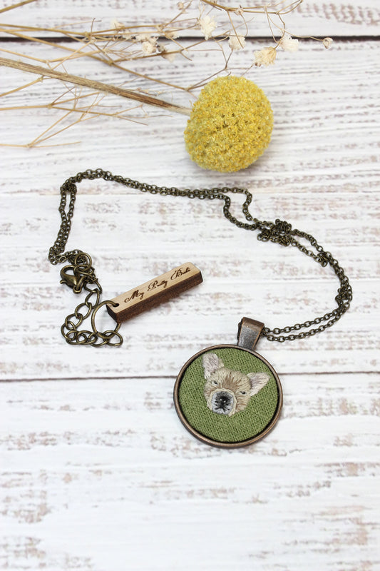 Embroidery French Bulldog Necklace #4