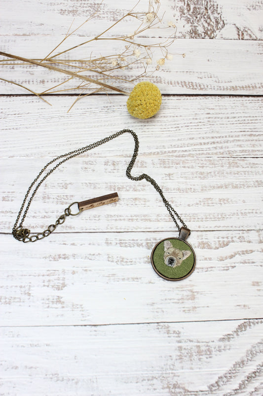 Embroidery French Bulldog Necklace #4