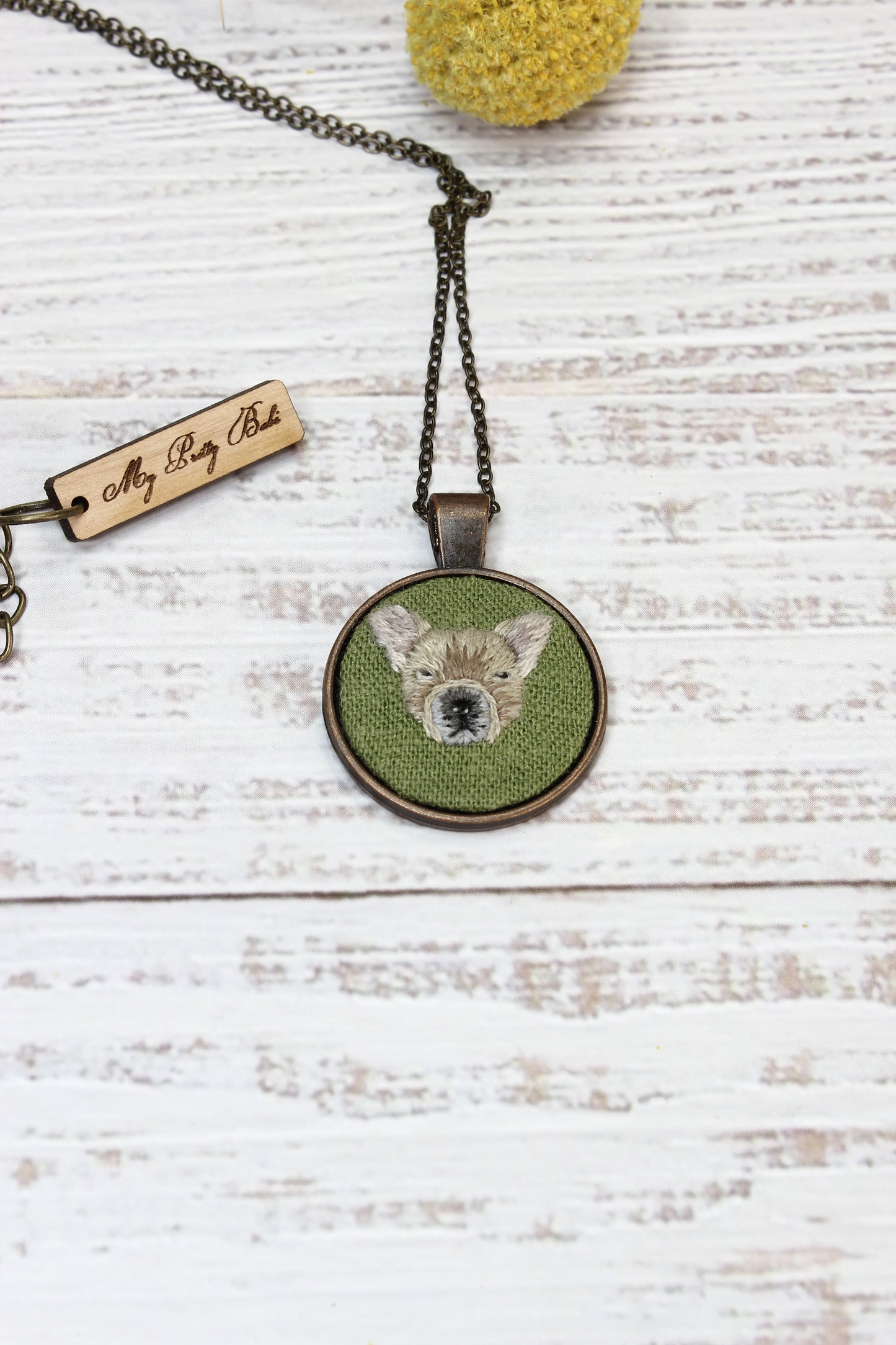 Embroidery French Bulldog Necklace #4