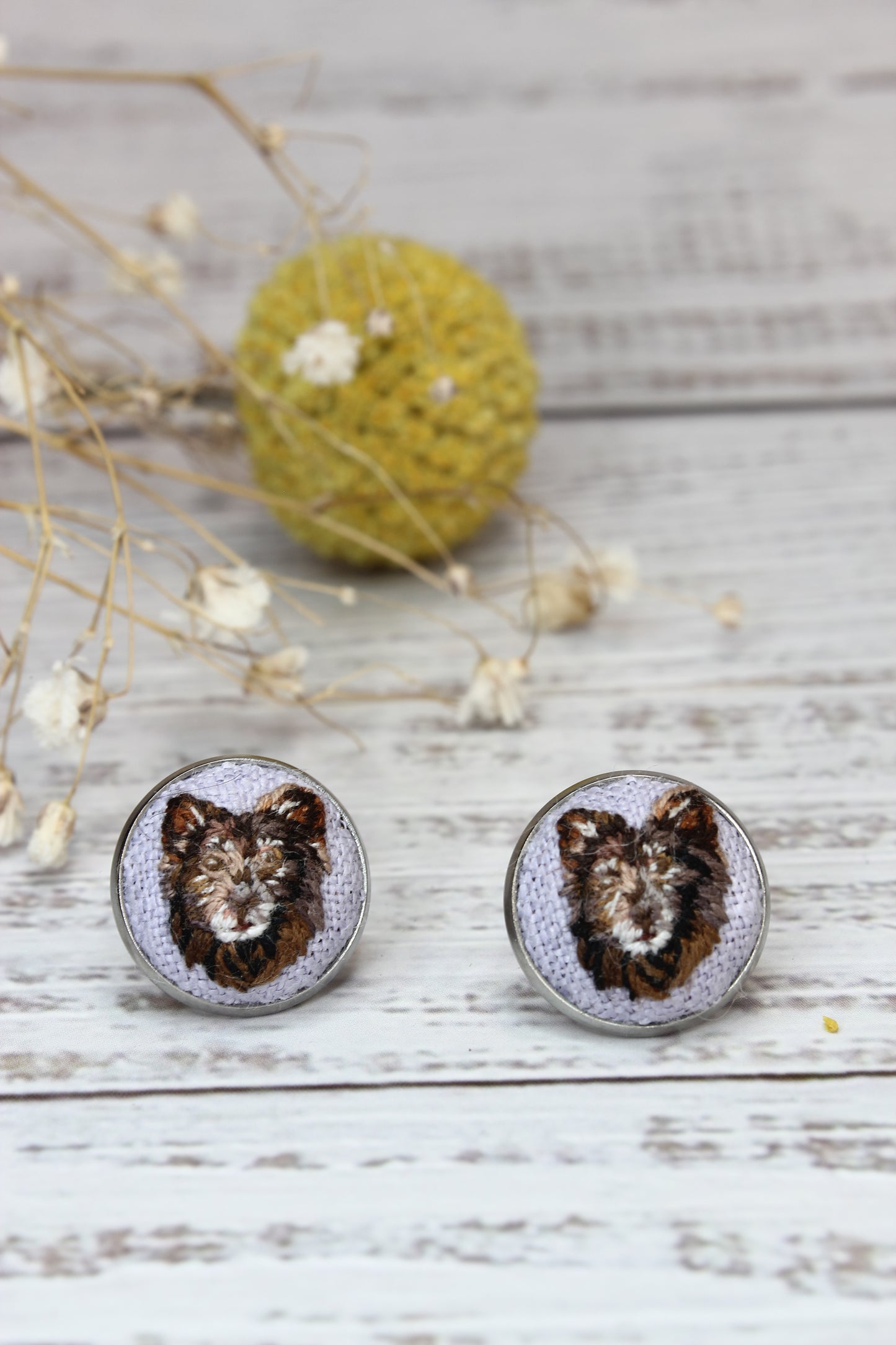 Embroidery Custom Pet Portrait | Earrings