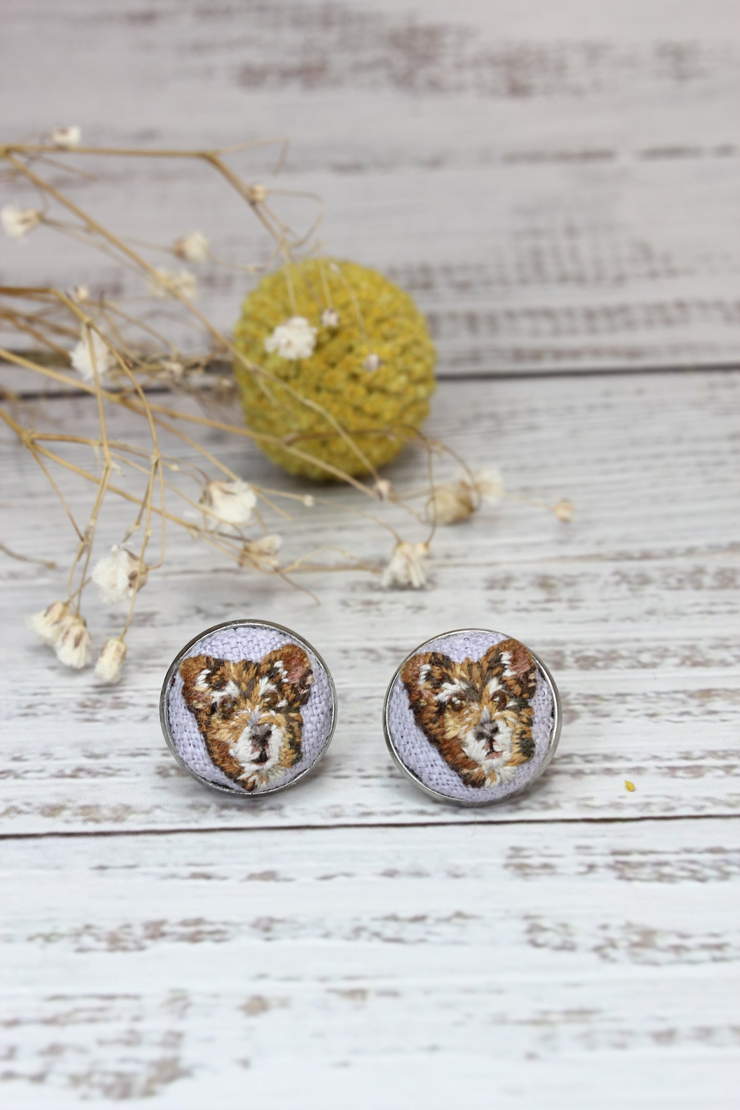 Embroidery Custom Pet Portrait | Earrings