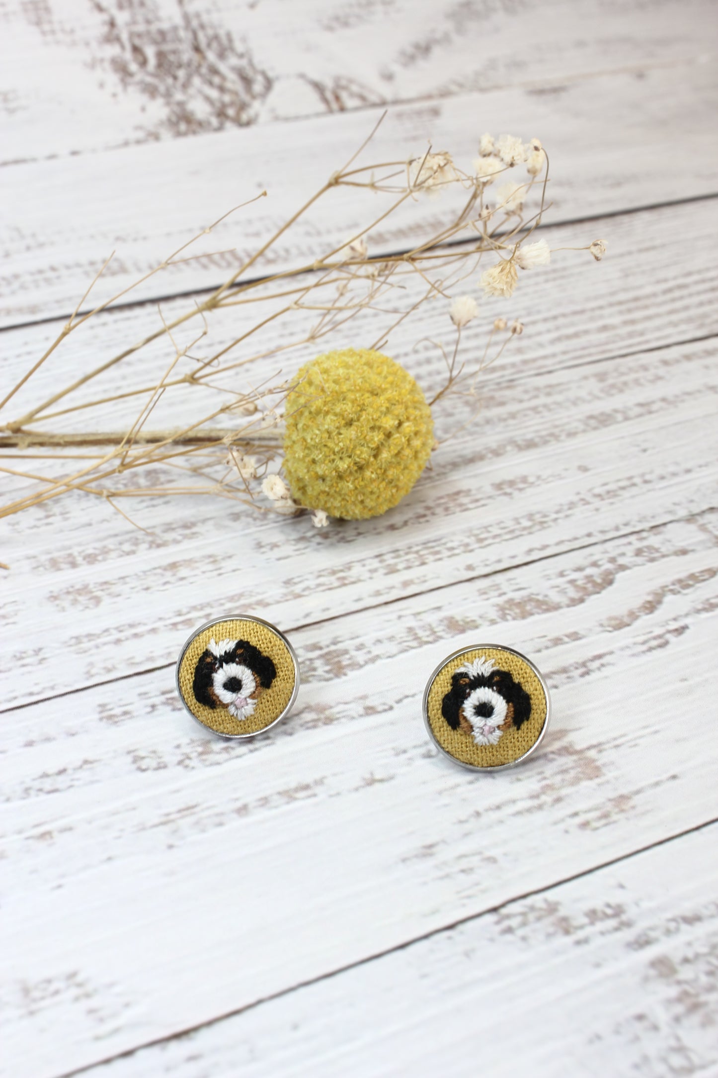 Embroidery Bernedoodle Studs #3