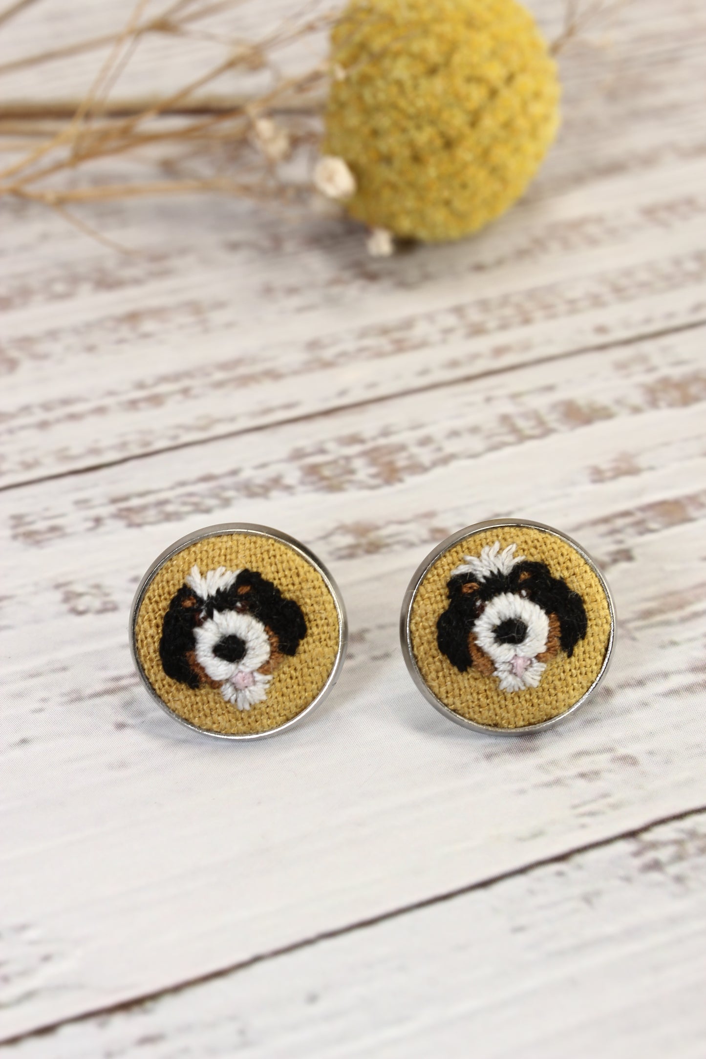Embroidery Bernedoodle Studs #3