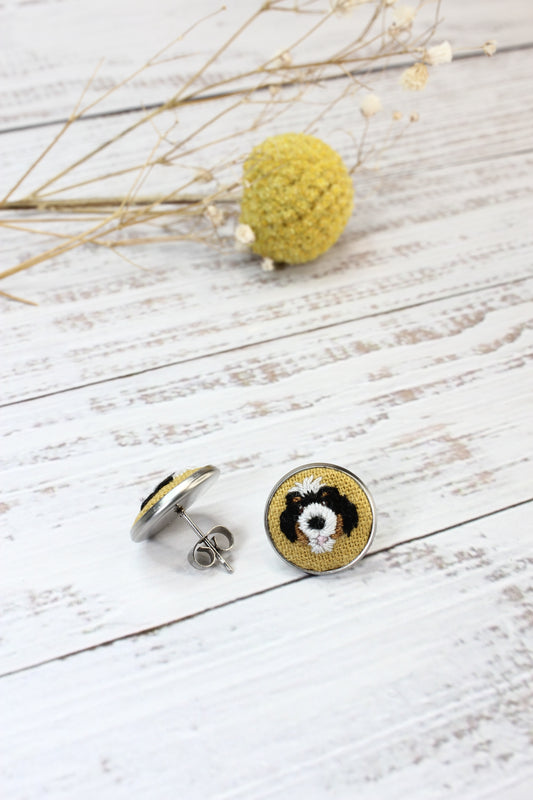 Embroidery Bernedoodle Studs #3