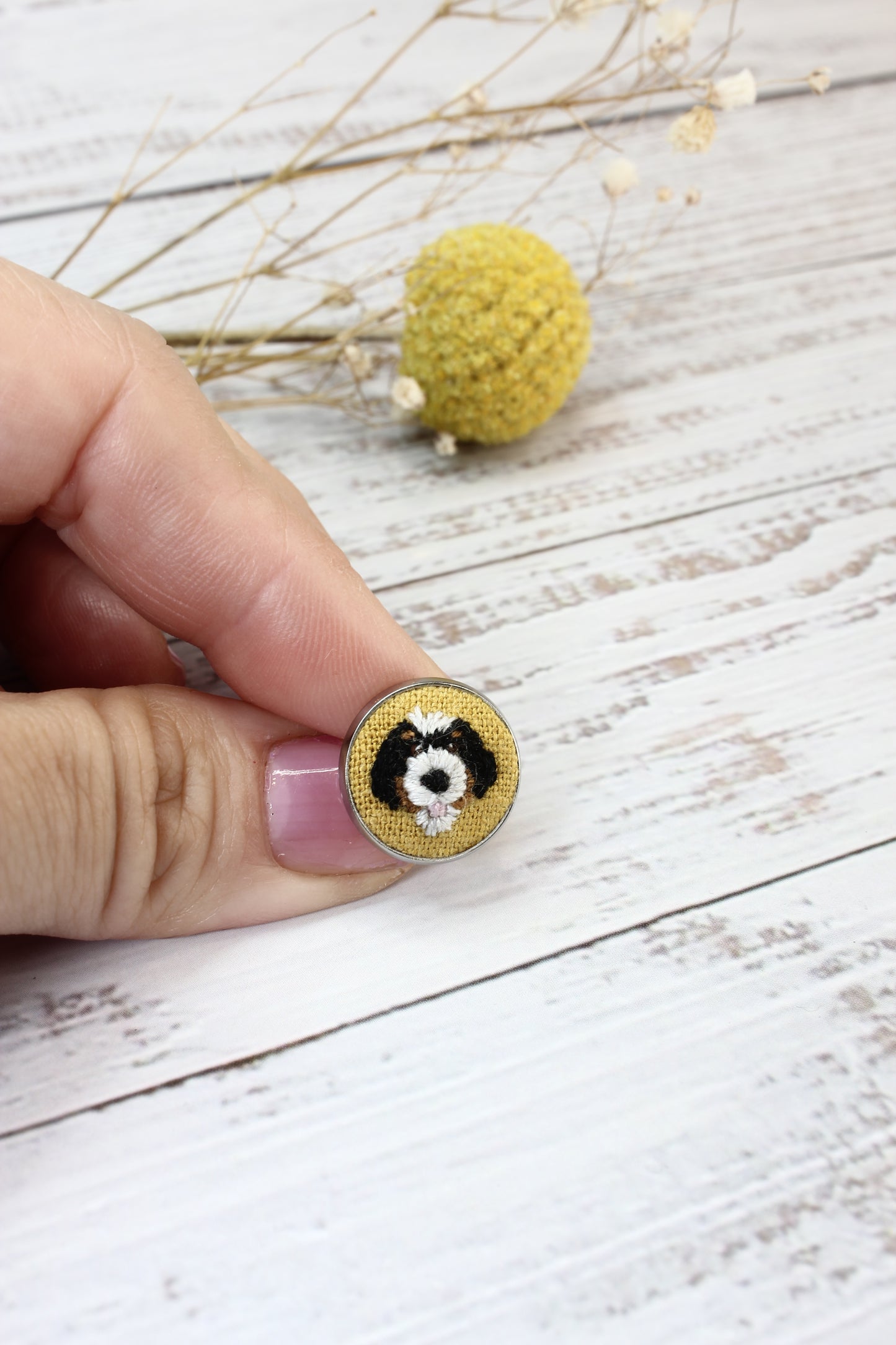 Embroidery Bernedoodle Studs #3