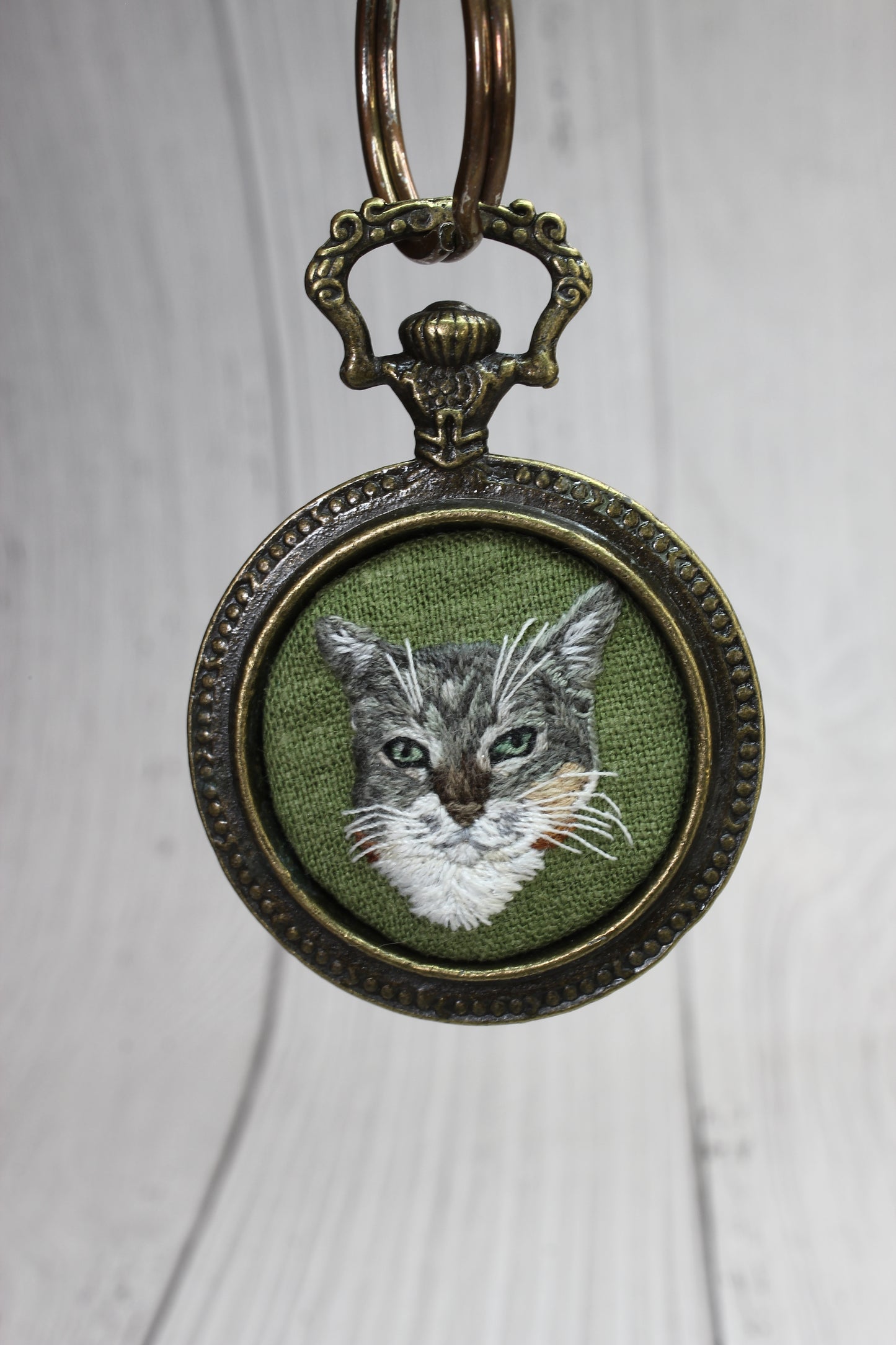 Embroidery Cat | Antique Watch Keyring