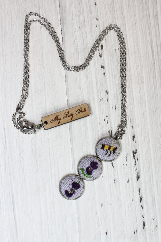 Embroidery Bee & Flower Necklace