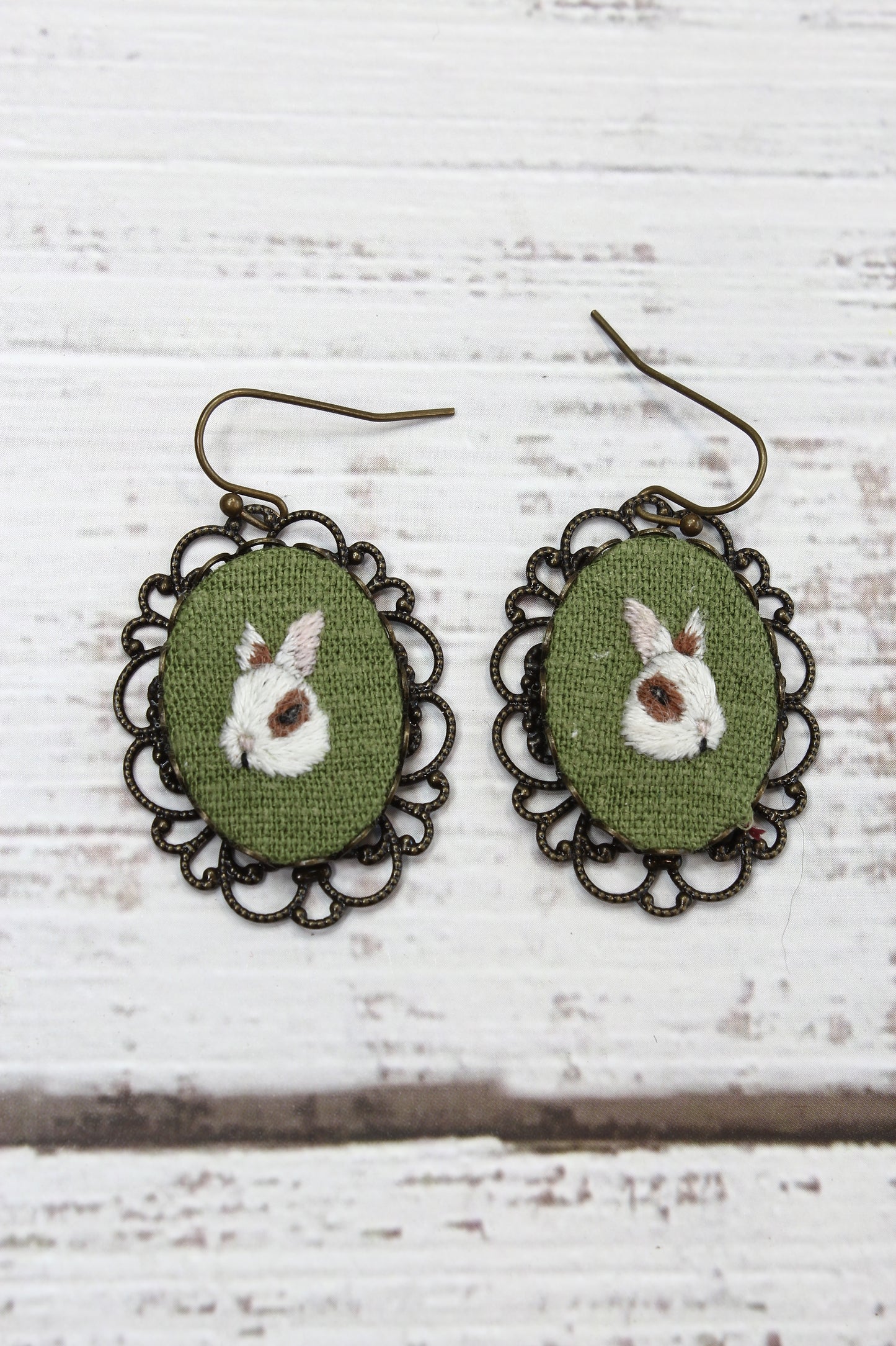 Embroidery Bunny Earrings