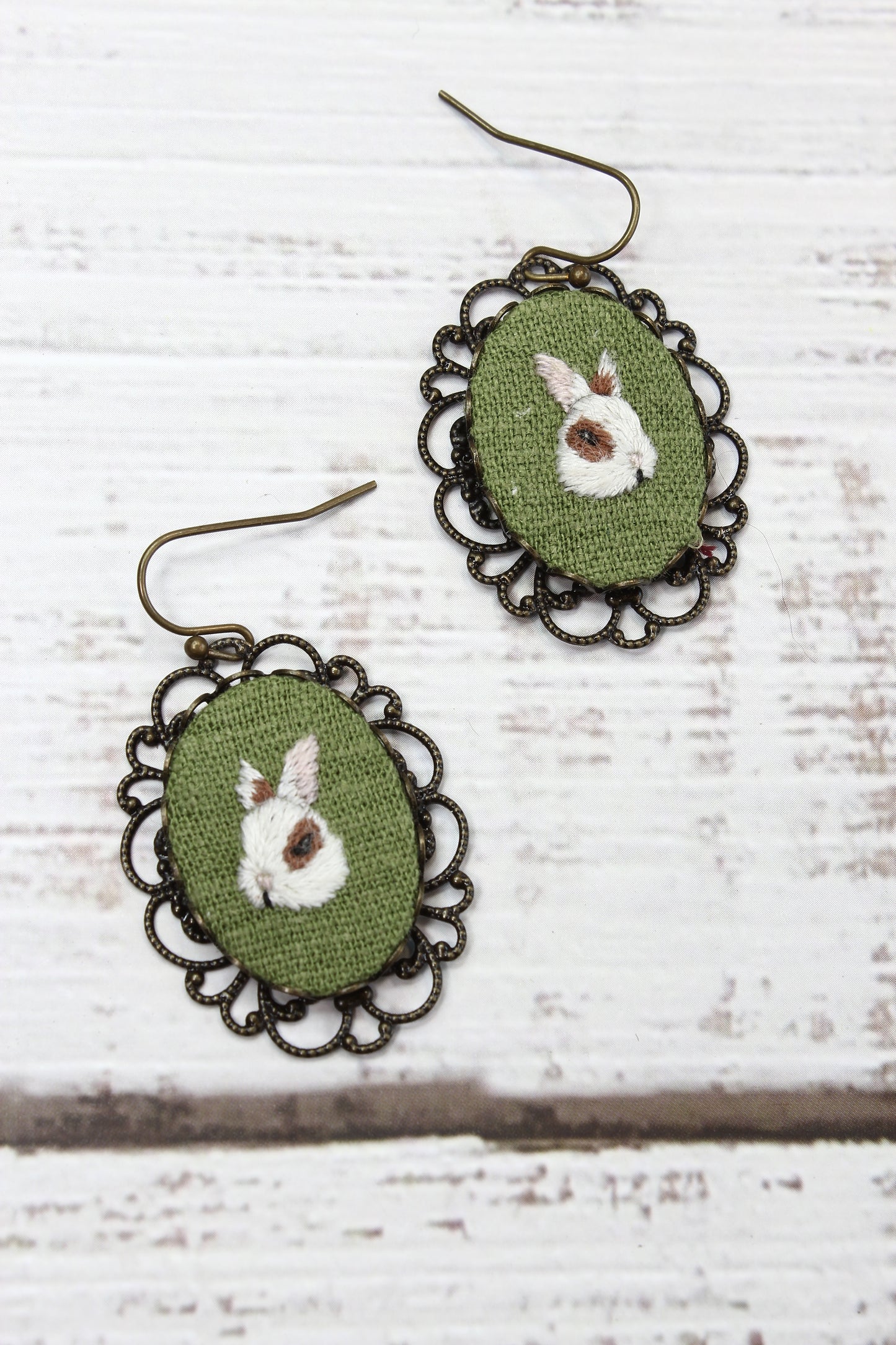 Embroidery Bunny Earrings