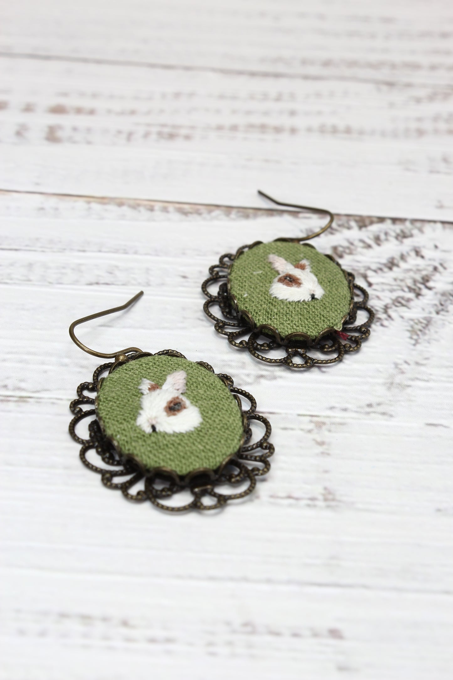 Embroidery Bunny Earrings
