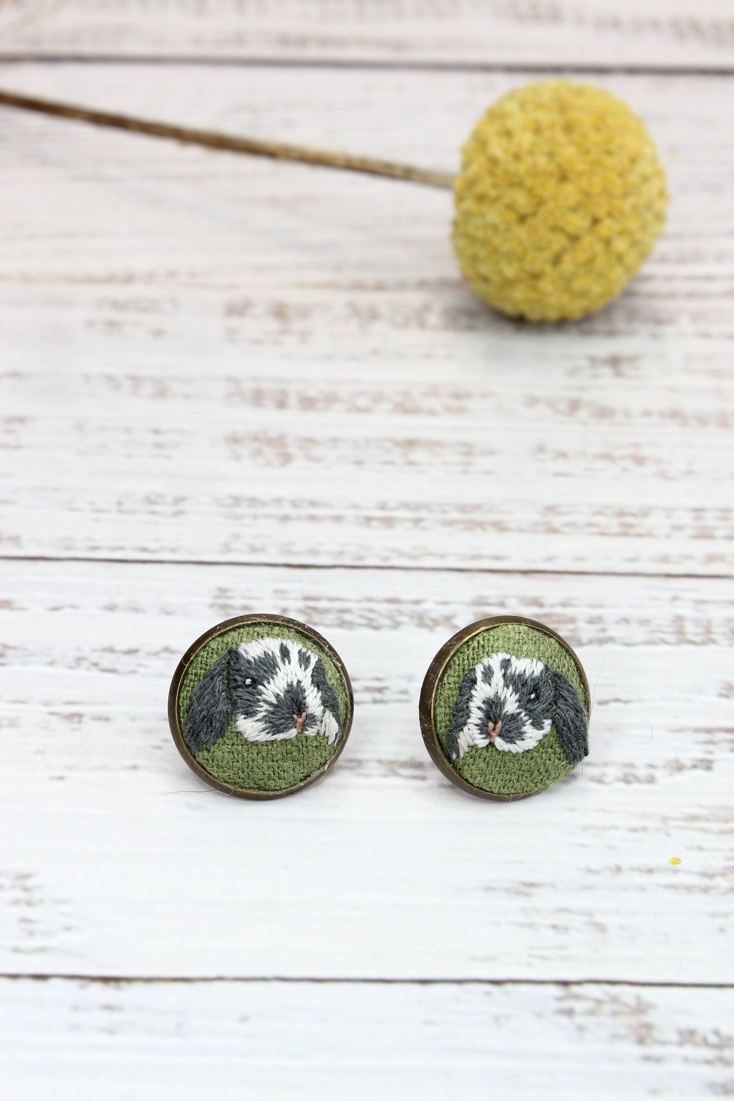 Embroidery Bunny Studs #2