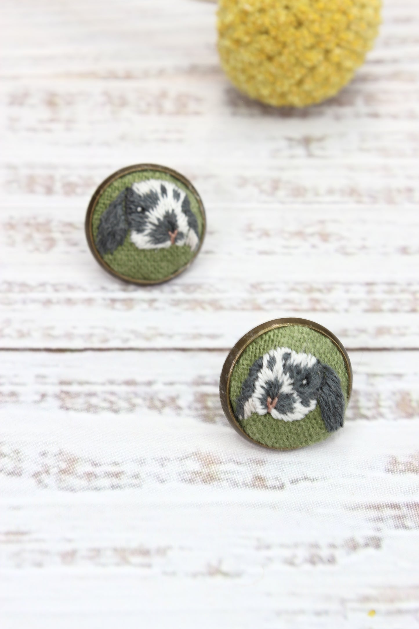 Embroidery Bunny Studs #2