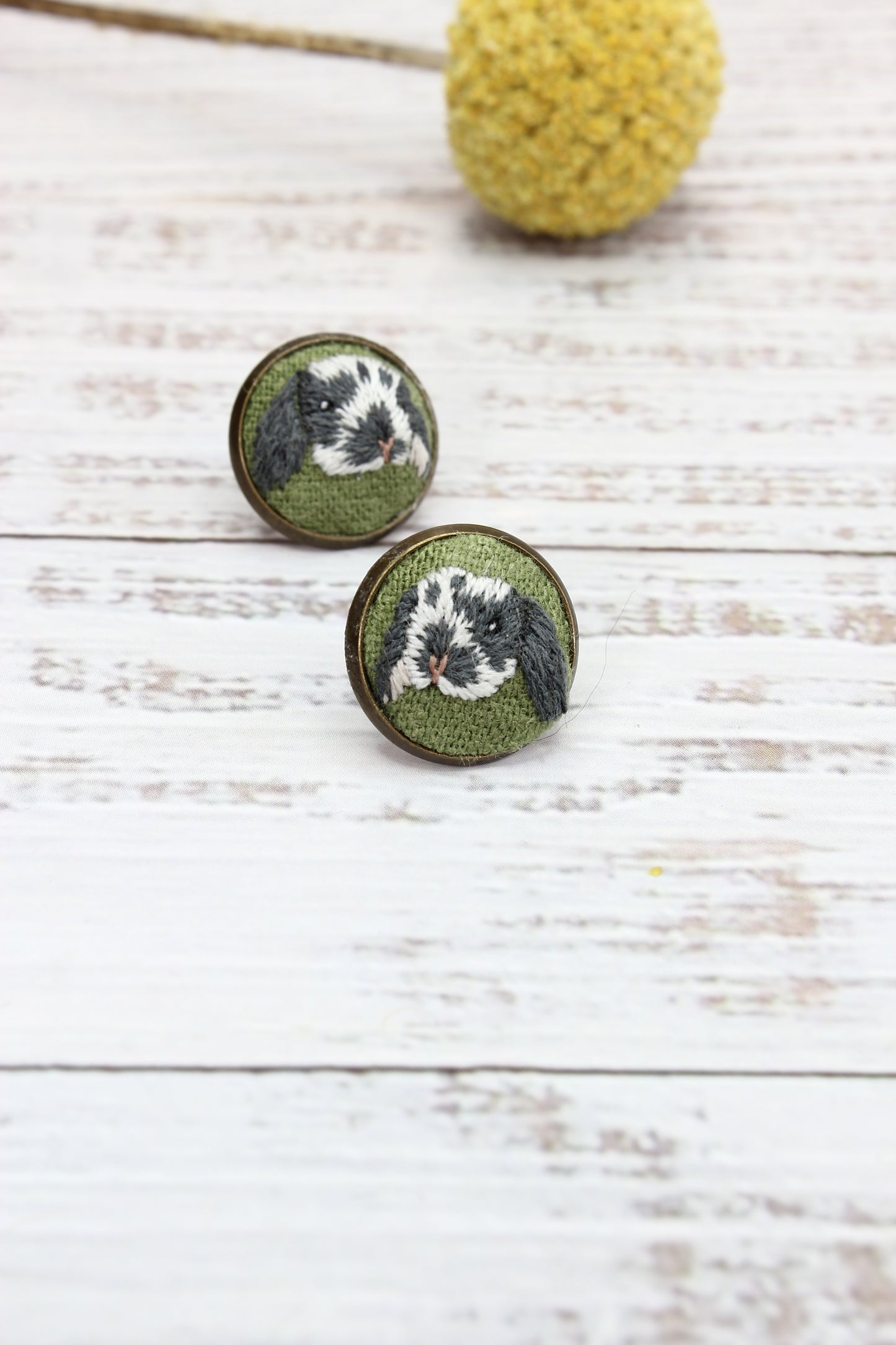 Embroidery Bunny Studs #2