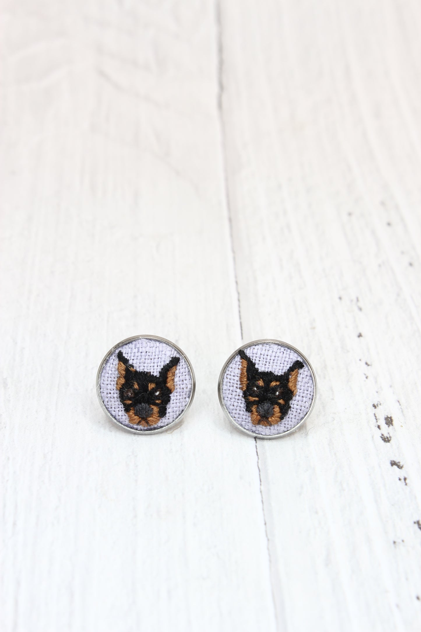 Embroidery Doberman Studs #205