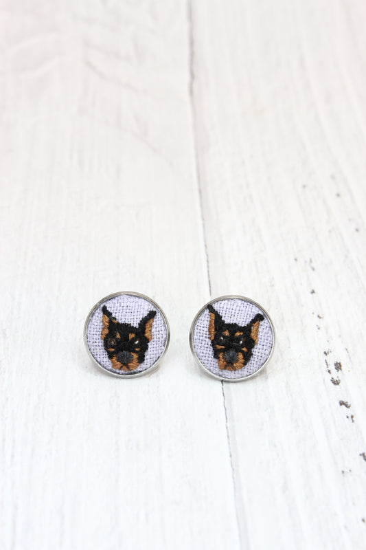 Embroidery Doberman Studs #205