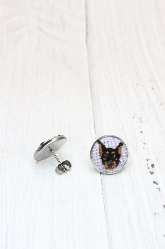 Embroidery Doberman Studs #205