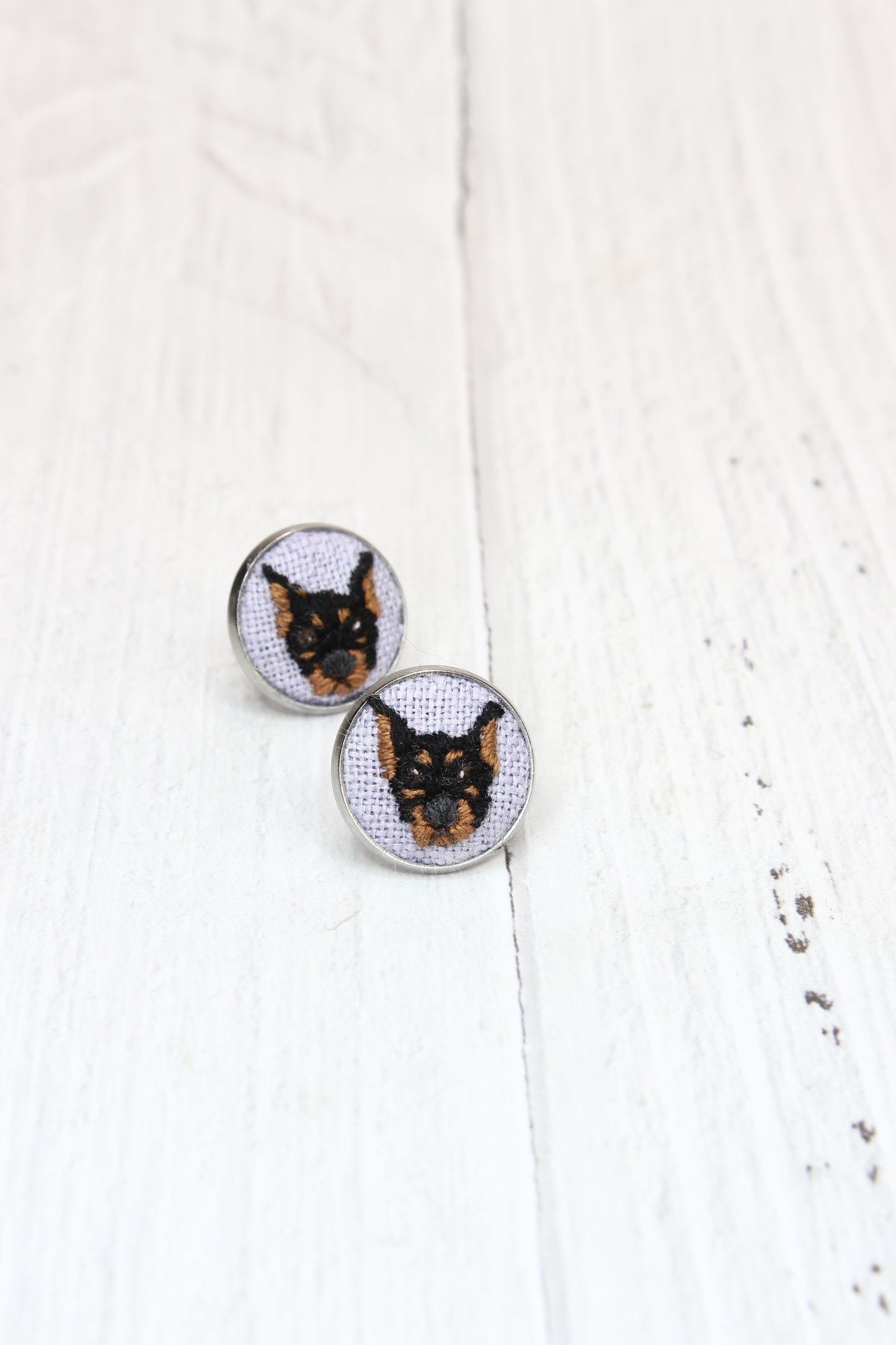 Embroidery Doberman Studs #205