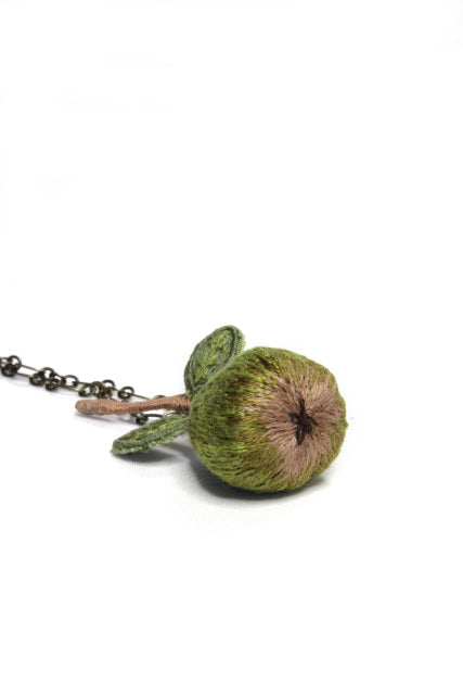 Embroidery Pear Necklace Stumpwork
