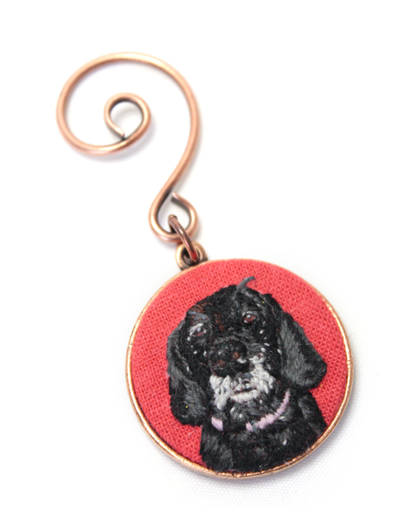 Custom Embroidery Pet Portrait Christmas Ornament