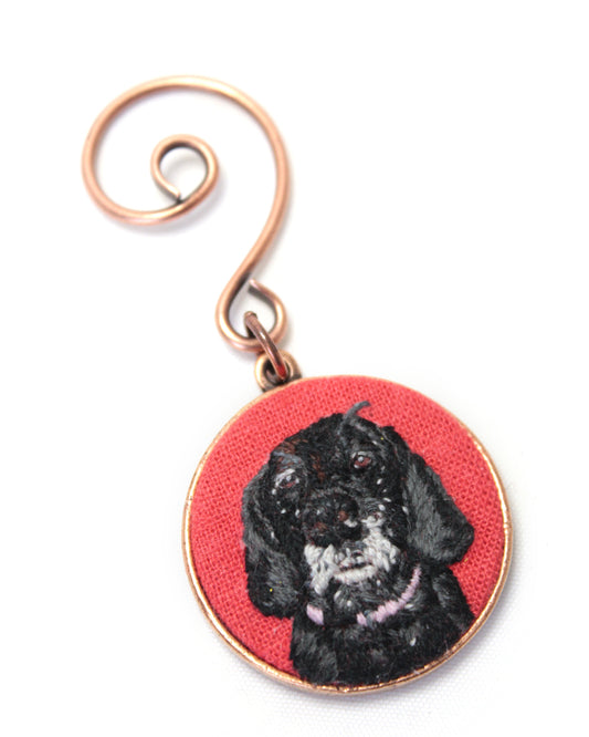 Custom Embroidery Pet Portrait Christmas Ornament