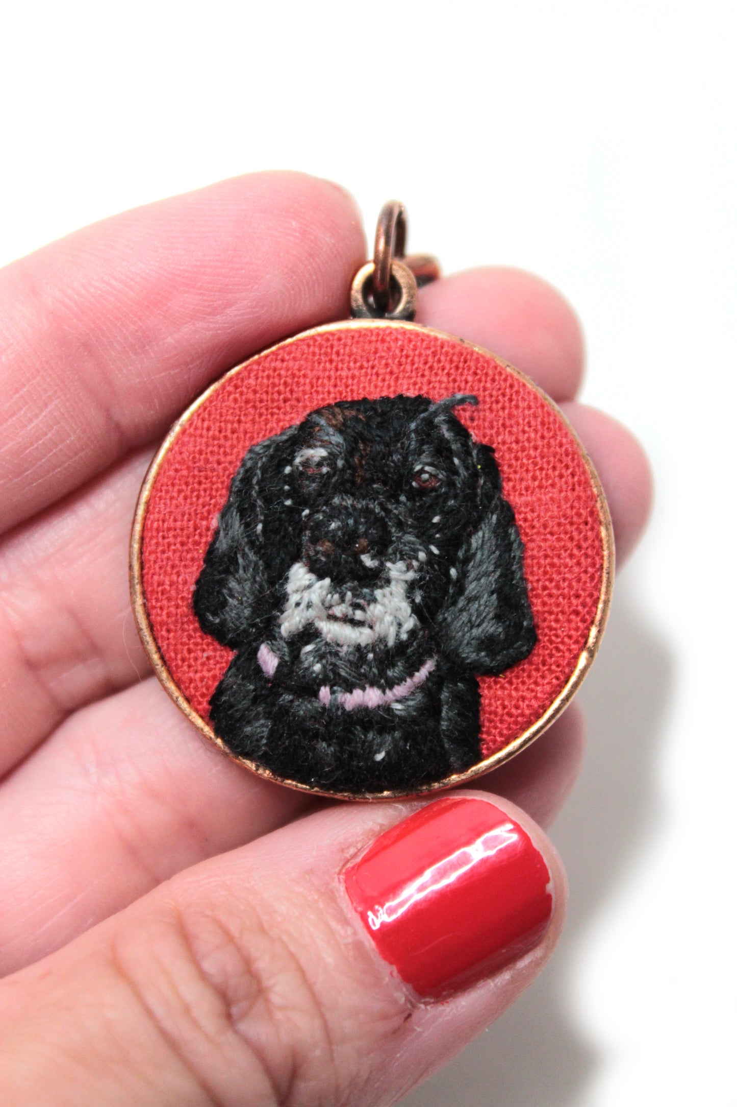 Custom Embroidery Pet Portrait Christmas Ornament