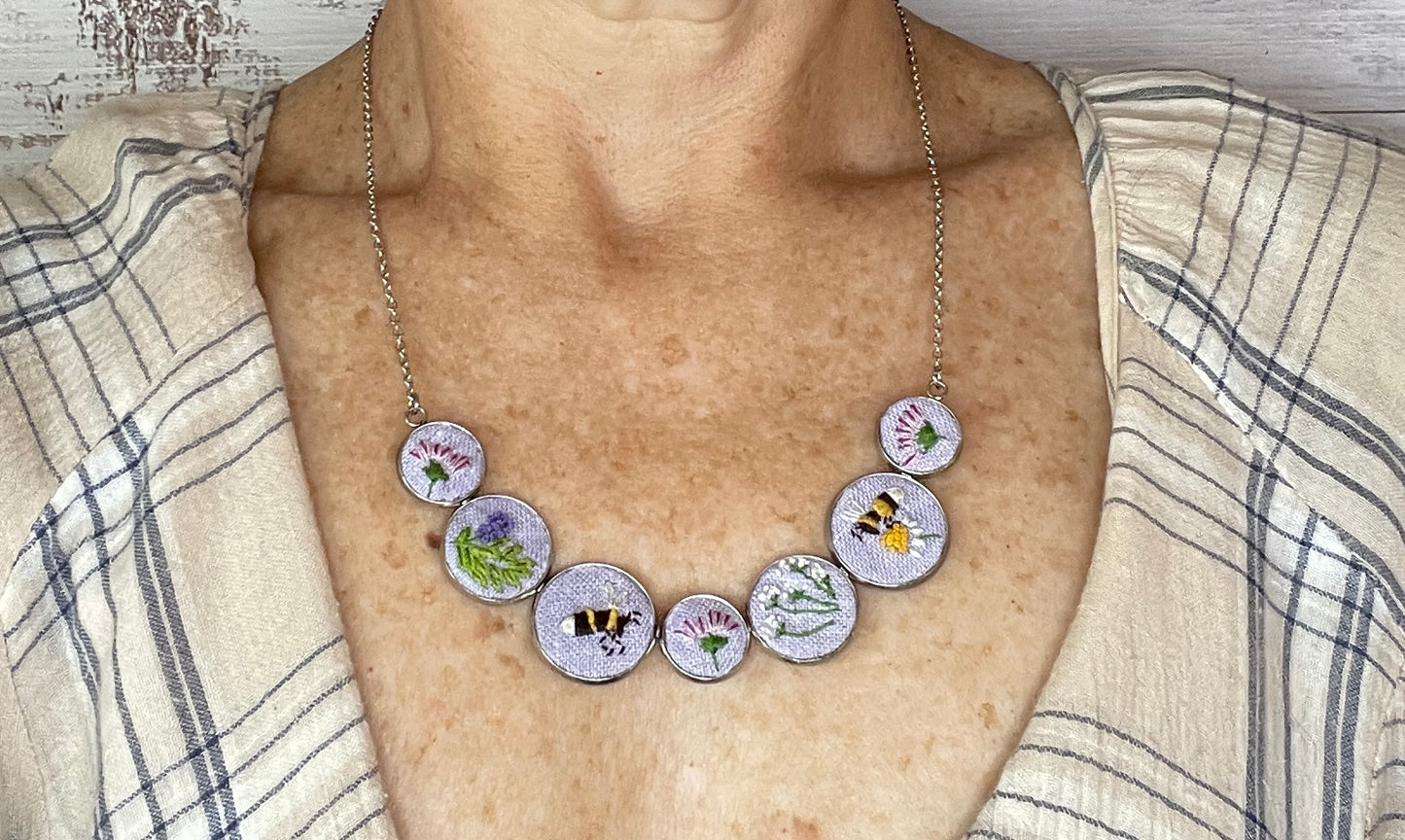 Embroidery Bee Necklace