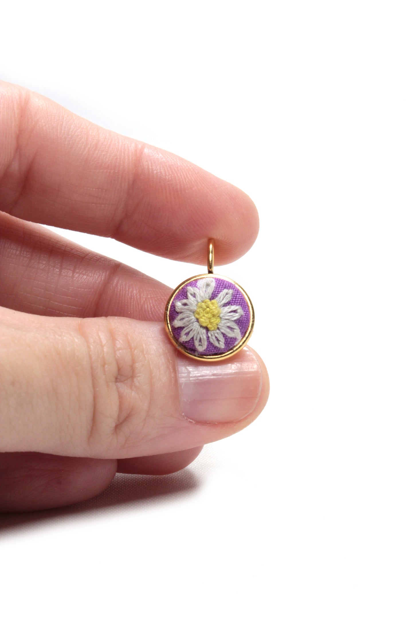 Embroidery Daisy Wire Earrings