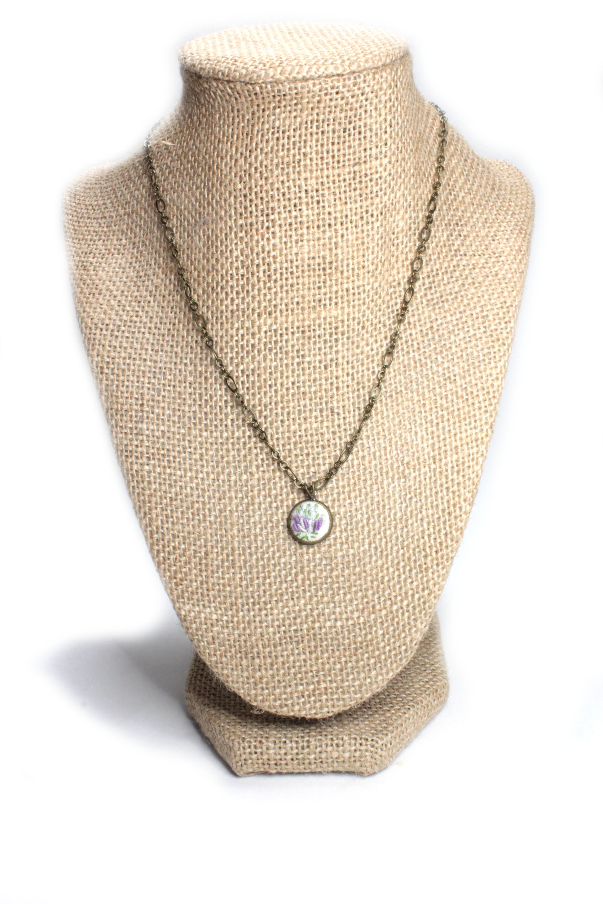 Embroidery Purple Flower Necklace