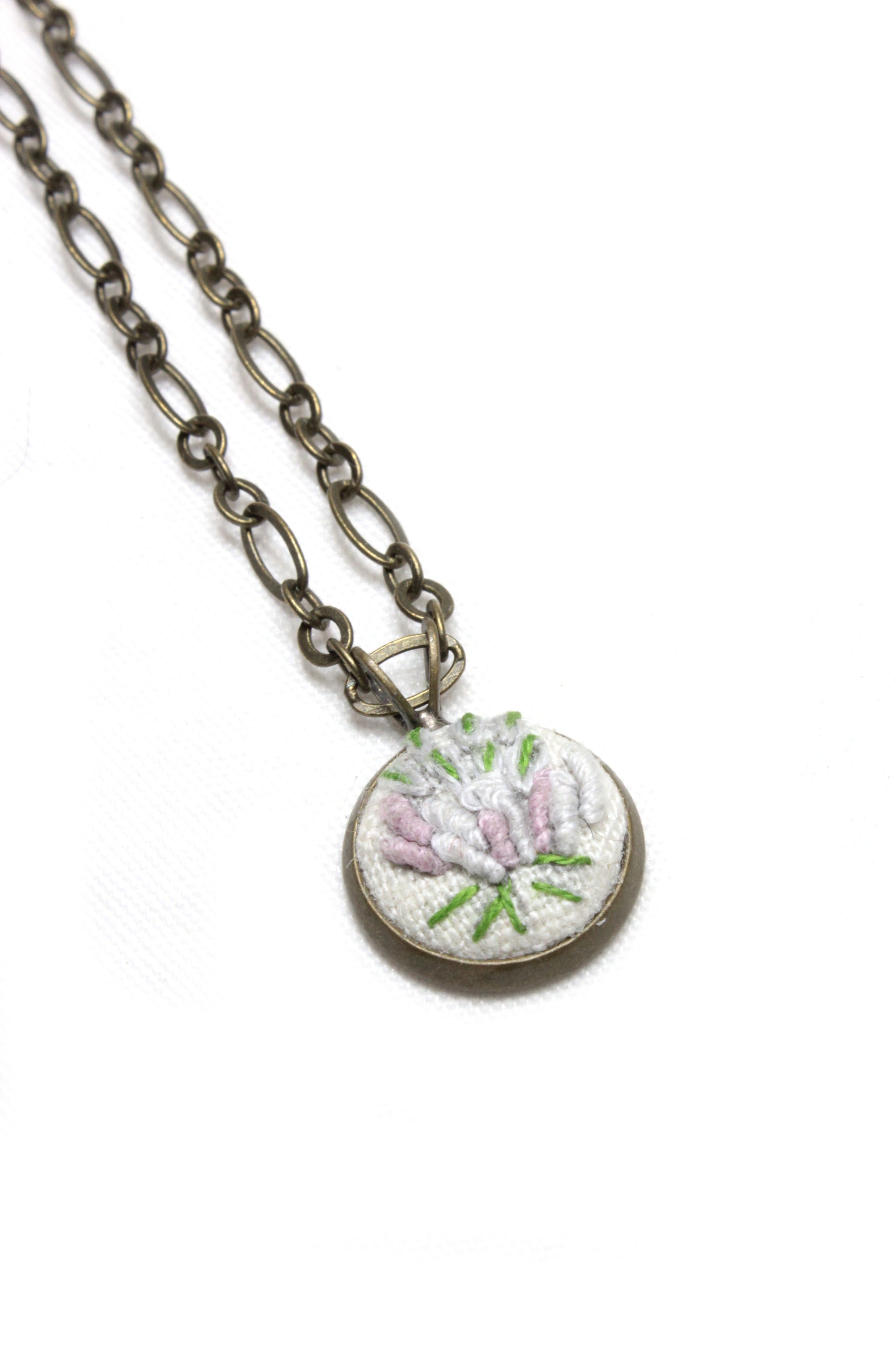 Embroidery Lilac Flower Necklace