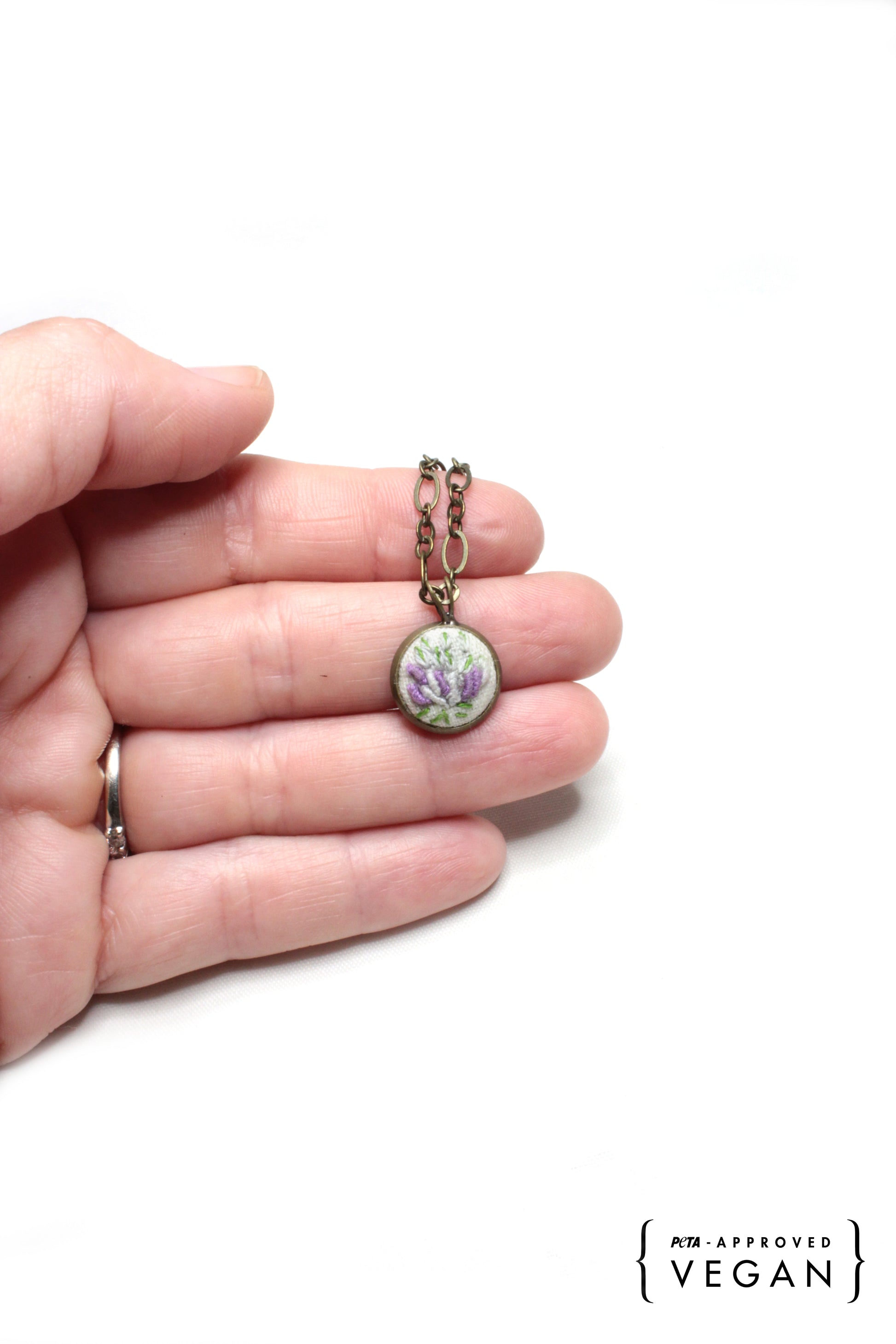 Embroidery Purple Flower Necklace
