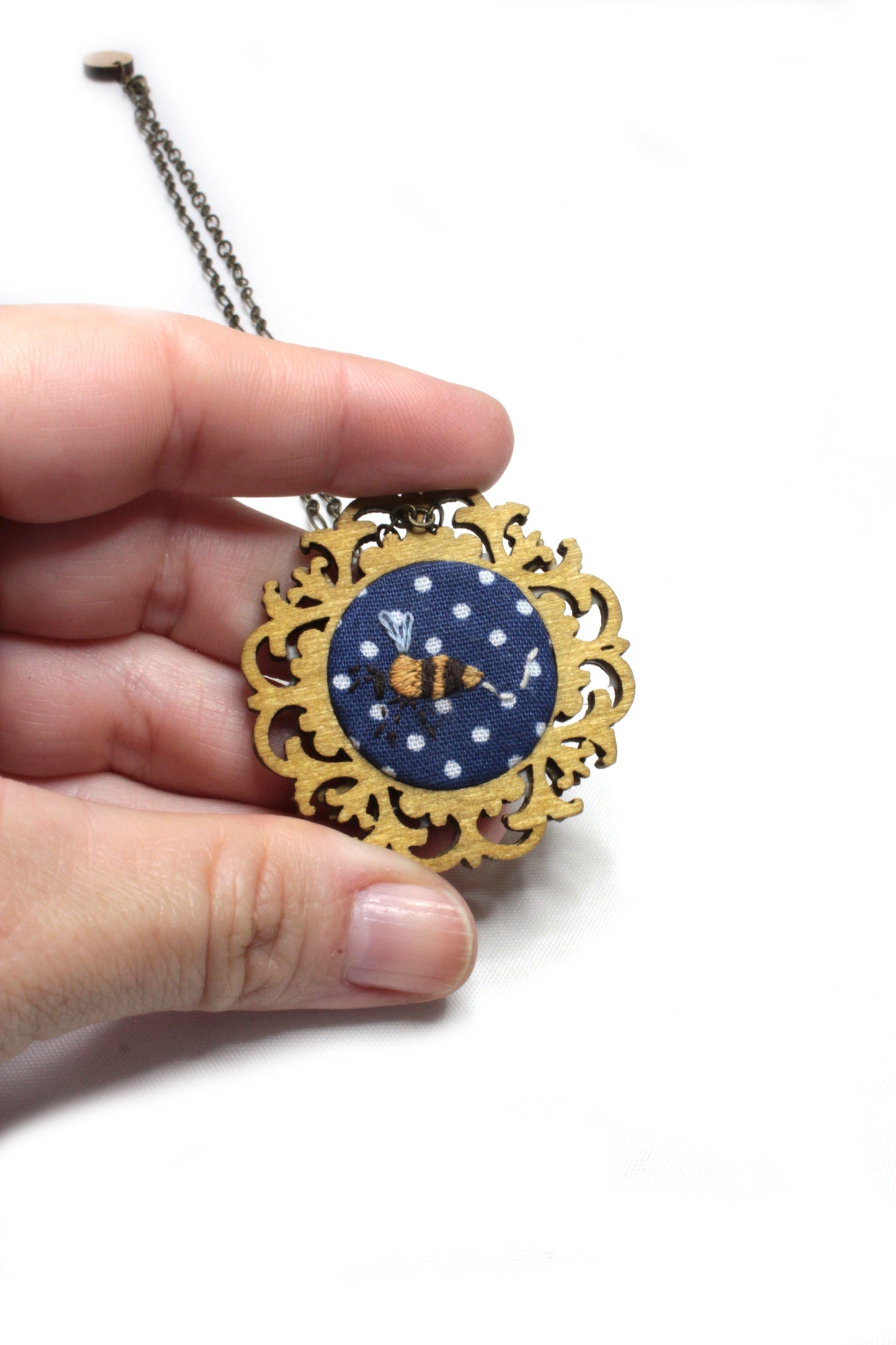 Embroidery Bee Necklace