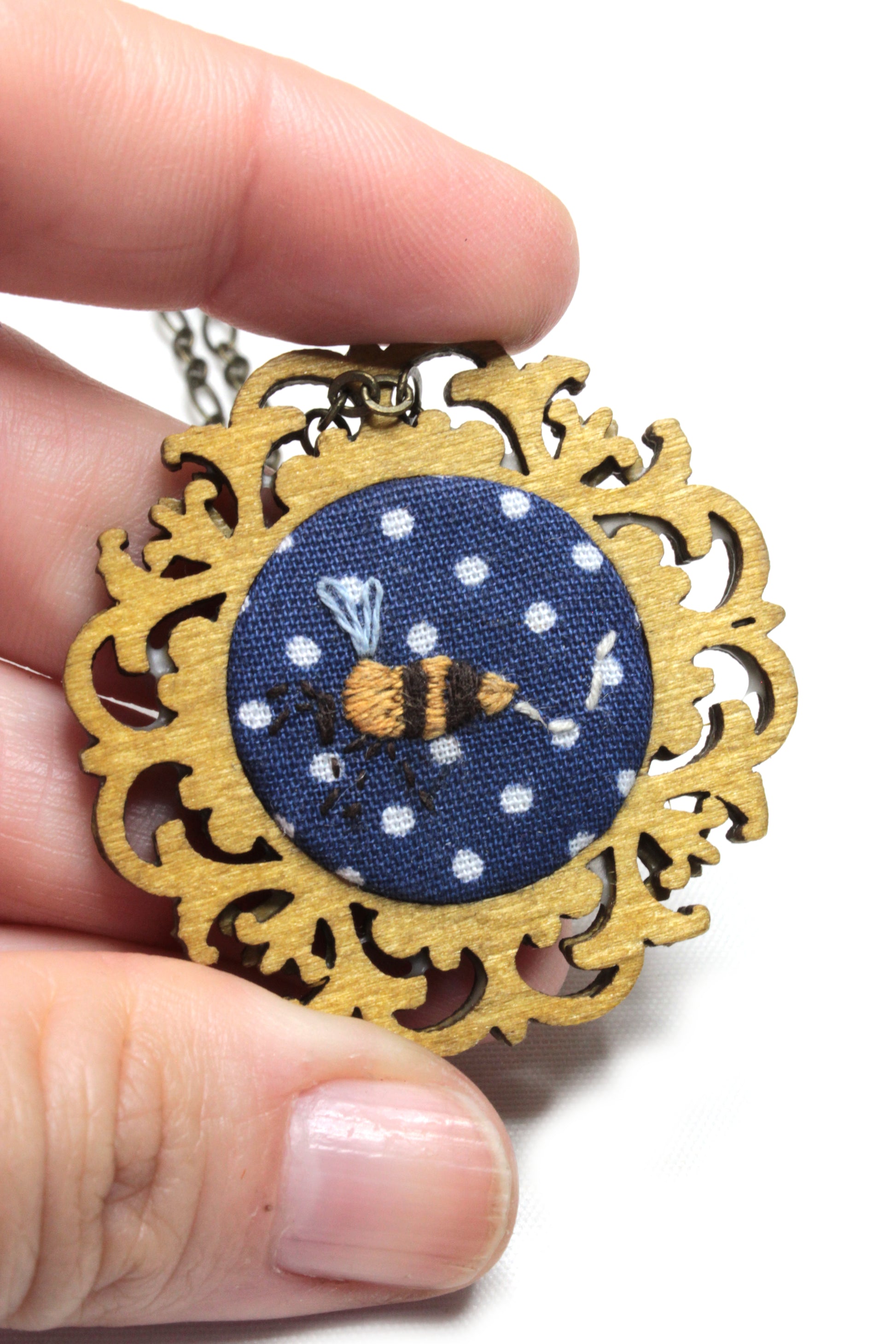 Embroidery Bee Necklace